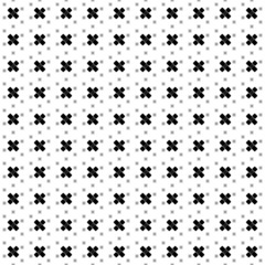 Square seamless background pattern from black adhesive plaster symbols are different sizes and opacity. The pattern is evenly filled. Vector illustration on white background