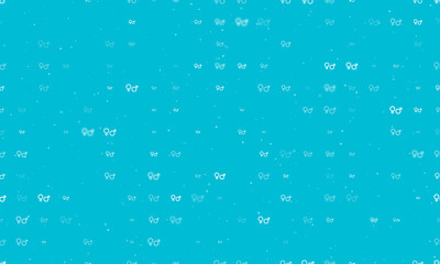 Seamless background pattern of evenly spaced white gender symbols of different sizes and opacity. Vector illustration on cyan background with stars