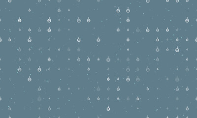 Seamless background pattern of evenly spaced white agender symbols of different sizes and opacity. Vector illustration on blue grey background with stars