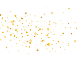 Gold stars composition on white background. Glitter elegant design elements. Golden shooting stars. Magic decoration. Christmas texture. Luxury beauty product. Vector illustration