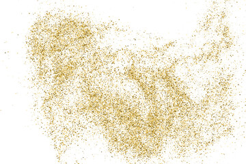 Gold Glitter Texture Isolated On White. Goldish Color Sequins. Celebratory Background. Golden Explosion Of Confetti. Vector Illustration, Eps 10.