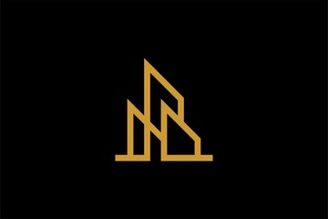 Architectural logo design vector. Real estate line logo design. Outline home abstract illustration symbol.