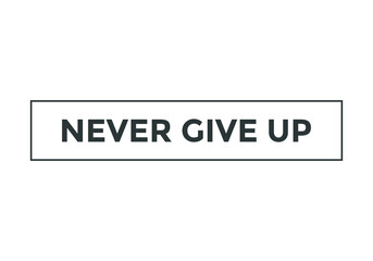 never give up text motivational words button. rounded shape web button