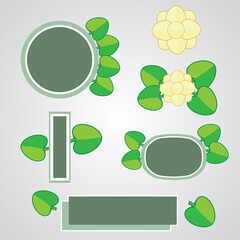 Cute paper flower and leaf icon