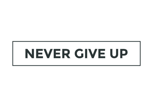 never give up text motivational words button. rounded shape web button