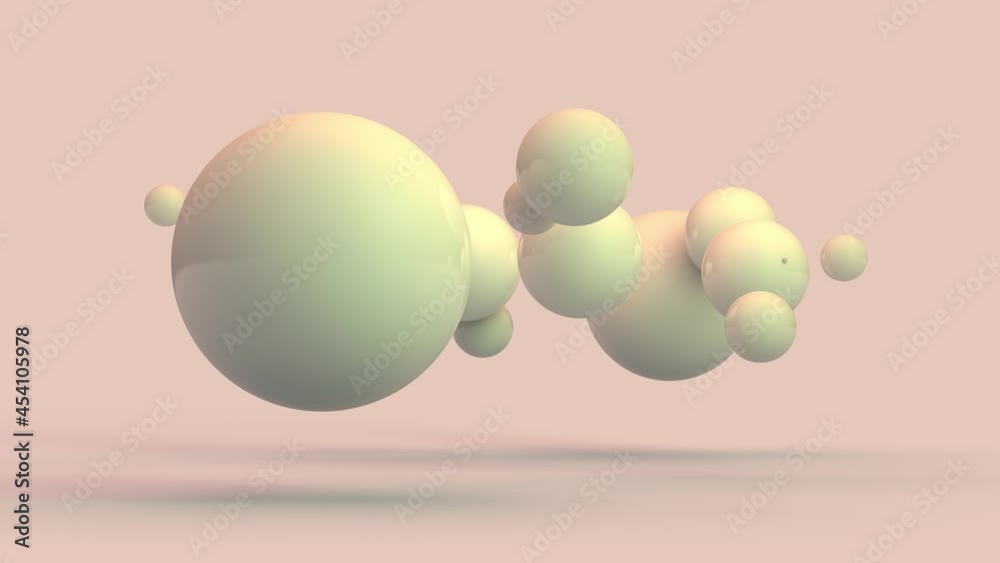 Poster loop abstract 3d animation of the movement of a group of spheres, ideal geometric objects in space. 