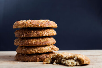 round traditional oatmeal cookies folded together