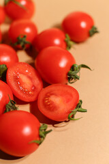 Delicious red tomatoes. Summer tray market agriculture farm full of organic vegetables It can be used as background. selective focus