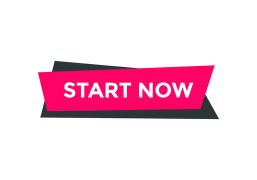 start now text web button. sign icon label square shape