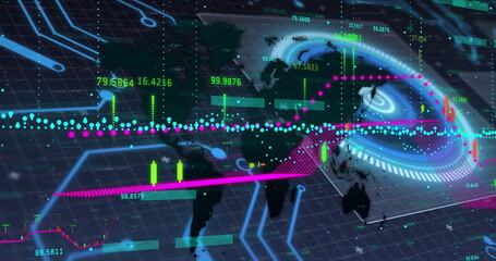 Image of scope scanning and data processing on screens over grid