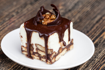 chocolate cream cake with sponge cake
