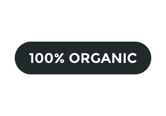 100% organic text label banner template. square shape icon. white color text
