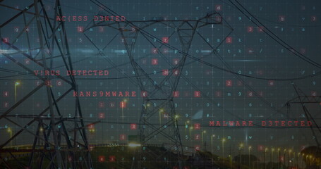 Cyber security data processing against electric pylons and road traffic