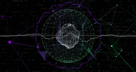 Globe of network of connection against black background