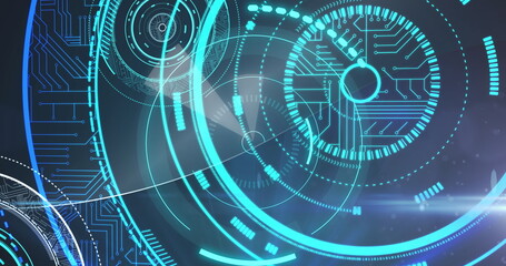 Image of word 5g over shapes made of microprocessor connections