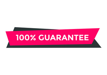 100% guarantee text label banner. square shape. web button template