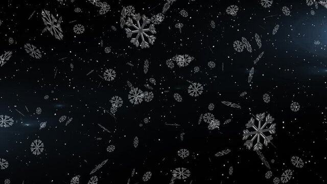 Animation of snow falling on black background