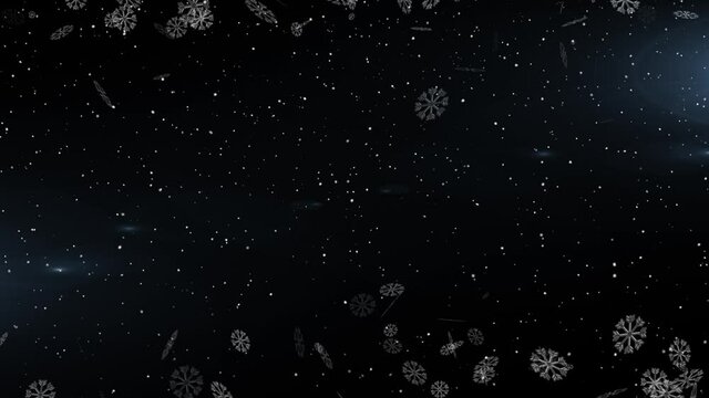 Animation of snowflakes falling on black background