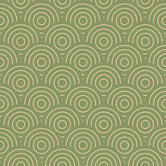 Japanese classic green waves pattern in modern design. Ready for seamless background, fabric, textile, paper decoration. Asian sea waves pattern. Japanese traditional wavy geometry elements pattern.