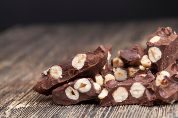 bitter chocolate with hazelnuts, homemade