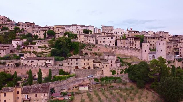 Aerial view of the small town of Spello in Umbria