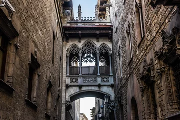Foto op Plexiglas Neogothic Bishop’s Bridge in Barcelona in Spain © Fyle