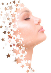 Countless stars combined with a profile portrait