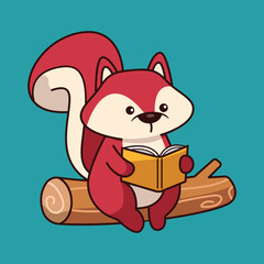 Funny cute squirrel animal character expression with nut. Childish print for t-shirt, apparel, sticker, cards and nursery decoration. Flat Vector Illustration