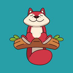 Funny cute squirrel animal character expression with nut. Childish print for t-shirt, apparel, sticker, cards and nursery decoration. Flat Vector Illustration