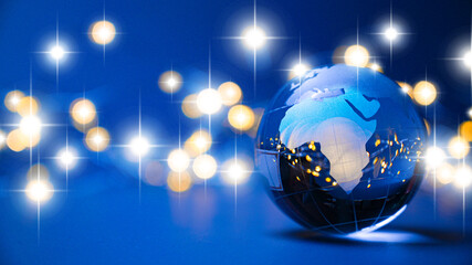 Earth ball - football soccer european Championship - global trade business - happy new year 2024...