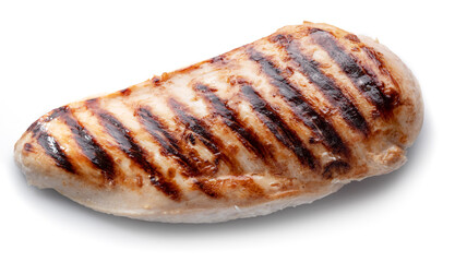 Grilled chicken fillet isolated on white background.