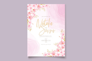 watercolor cherry blossom invitation card set