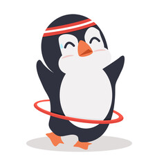 Cute  Penguin with hula hoop