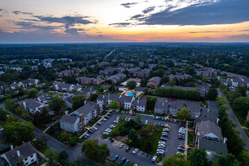 Aerial Drone of Plainsboro Princeton Sunset 