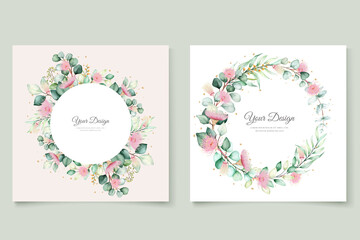 eucalyptus flower wedding invitation card set