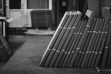 Cardboard boxes on the floor in wearhouse