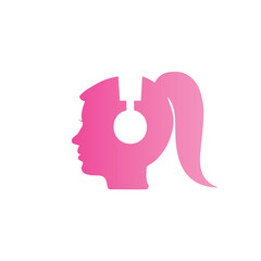  human hearing music on headphone free style symbol logo design illustration
