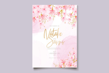 watercolor cherry blossom floral and leaves card set