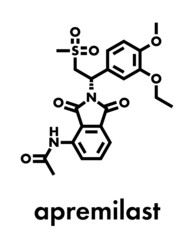 Apremilast investigational psoriasis drug molecule. Skeletal formula.