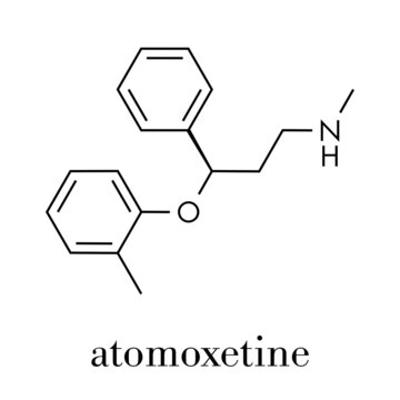 Atomoxetine attention-deficit hyperactivity disorder (ADHD) drug molecule. Skeletal formula.
