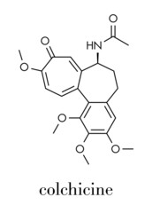 Colchicine gout drug molecule. Skeletal formula.