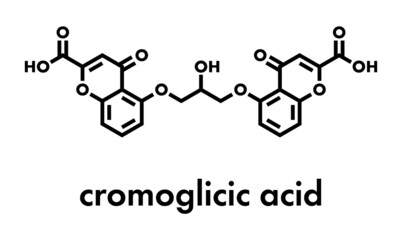 Cromoglicic acid (cromolyn, cromoglycate) asthma and allergy drug molecule. Skeletal formula.