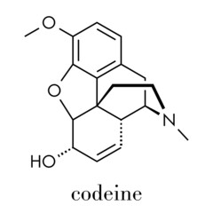 Fototapeta premium Codeine pain and cough relief drug molecule. Skeletal formula.