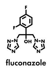 Fluconazole antifungal drug (triazole class) molecule. Skeletal formula.