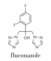 Fluconazole antifungal drug (triazole class) molecule. Skeletal formula.
