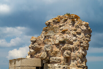 Old fortress walls are destroyed by time, ruins of a sea fortress