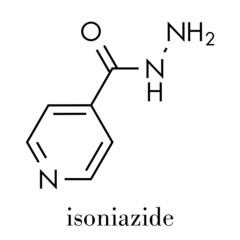Isoniazid (isonicotinylhydrazine, INH) tuberculosis antibiotic drug molecule. Skeletal formula.