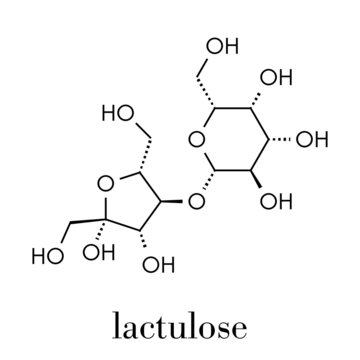 Lactulose chronic constipation drug (laxative) molecule. Skeletal formula.