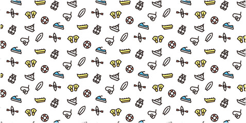 Marine sports icon pattern background for website or wrapping paper (Color icon version)