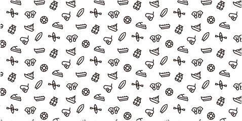 Marine sports icon pattern background for website or wrapping paper (Monotone version)